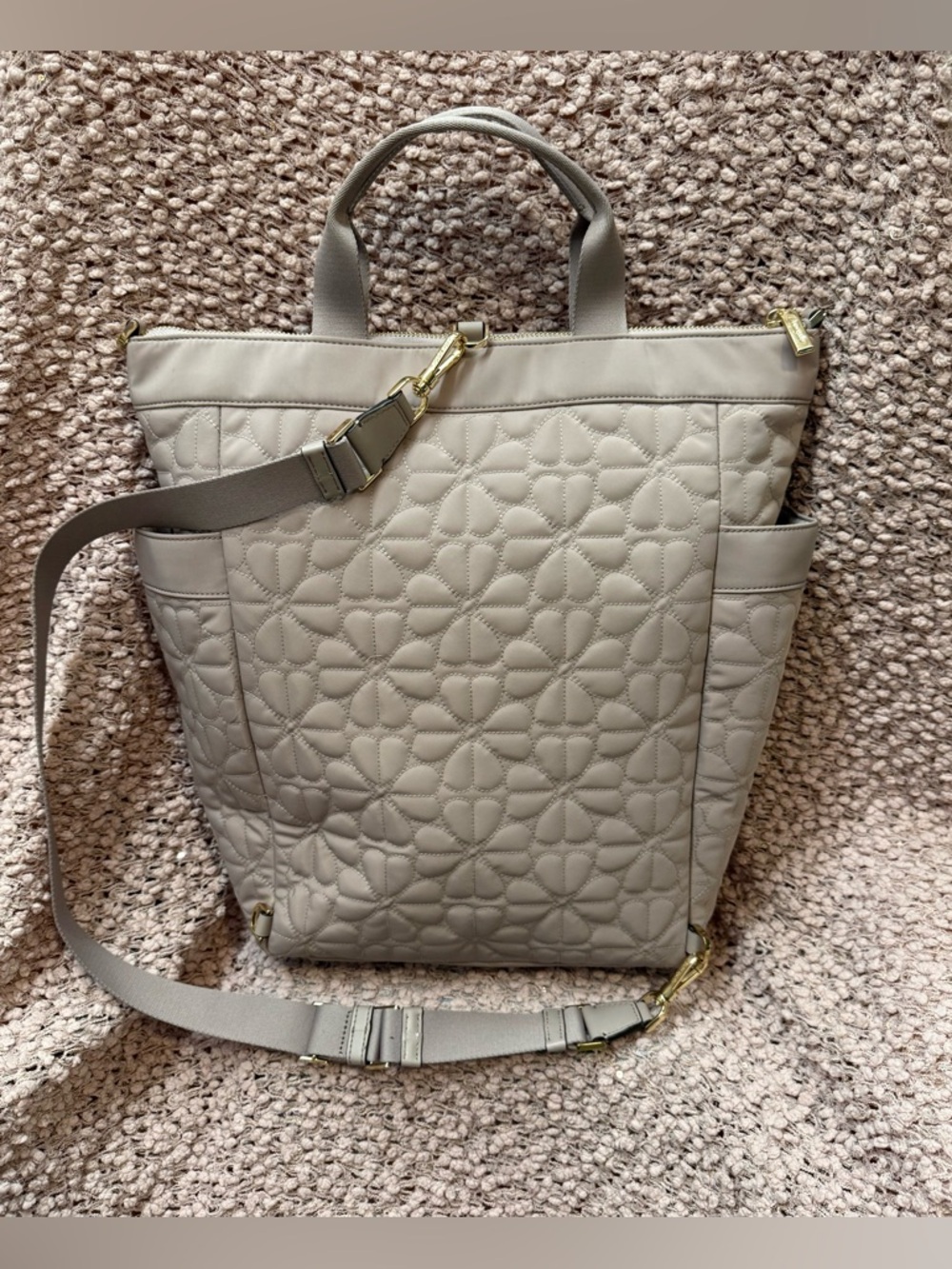 Kate Spade Greige Quilted Backpack - Picture 7 of 15